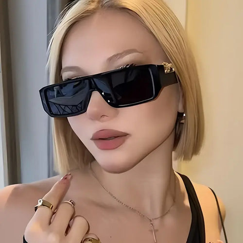 Tiger Rectangular Black Sunglasses