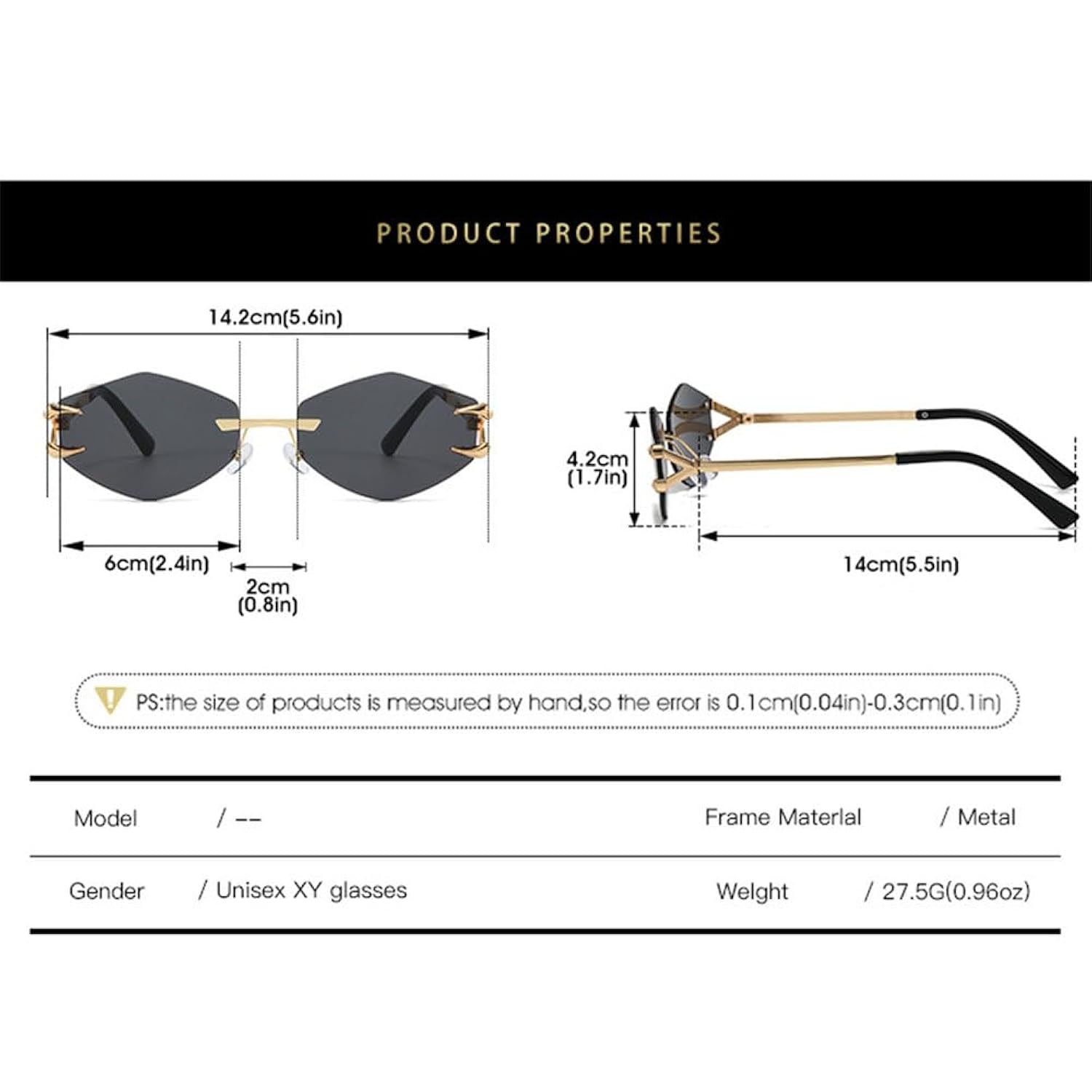 Hook Rimless Sunglasses
