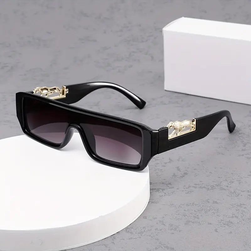 Tiger Rectangular Black Sunglasses