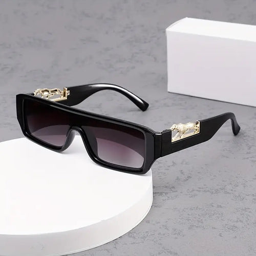 Tiger Rectangular Black Sunglasses