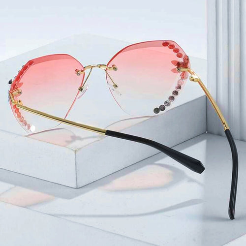 Rimless Cateye Crystal Sunglasses