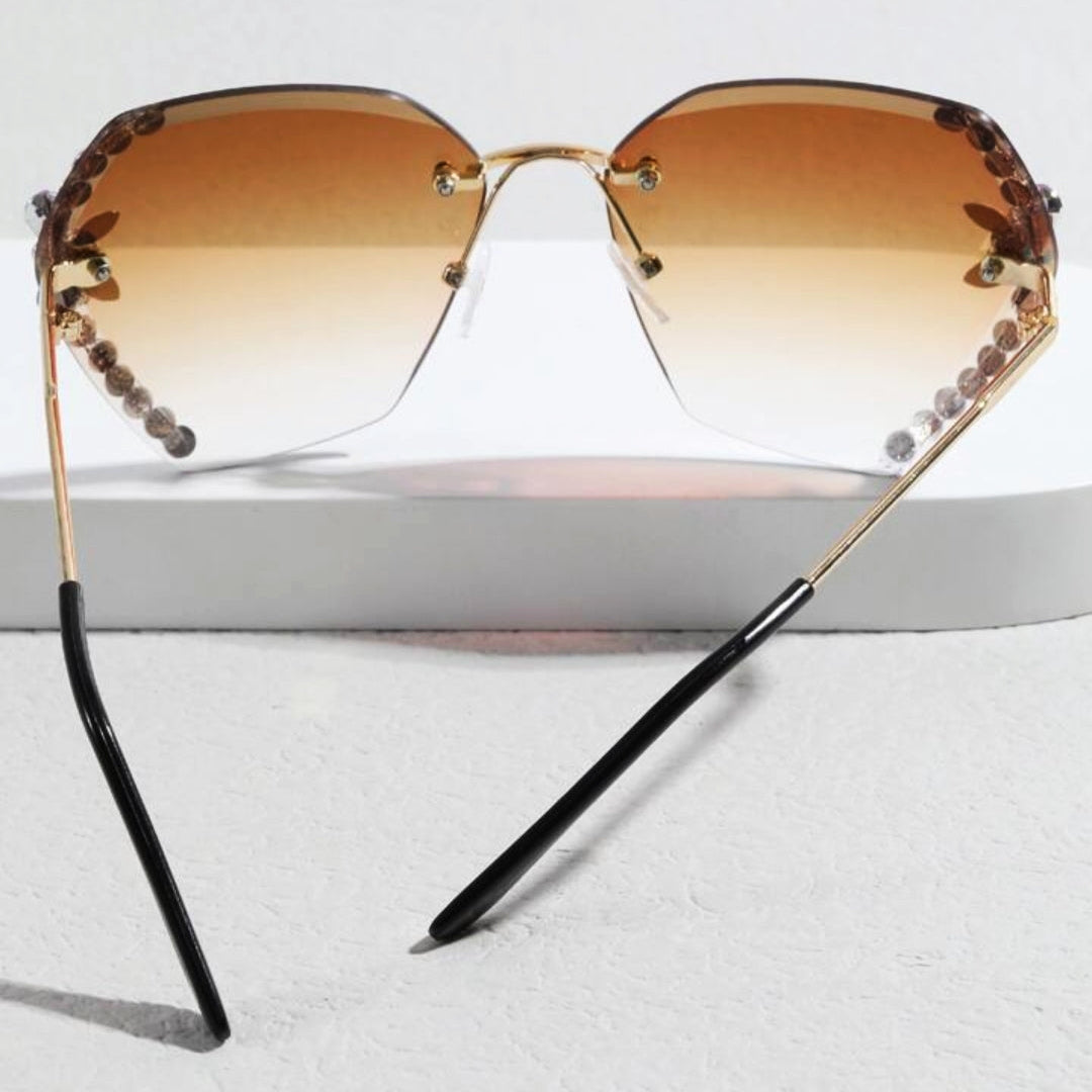 Rimless Cateye Crystal Sunglasses