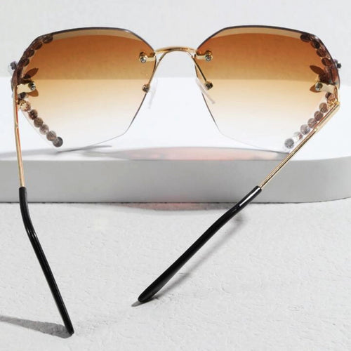 Rimless Cateye Crystal Sunglasses