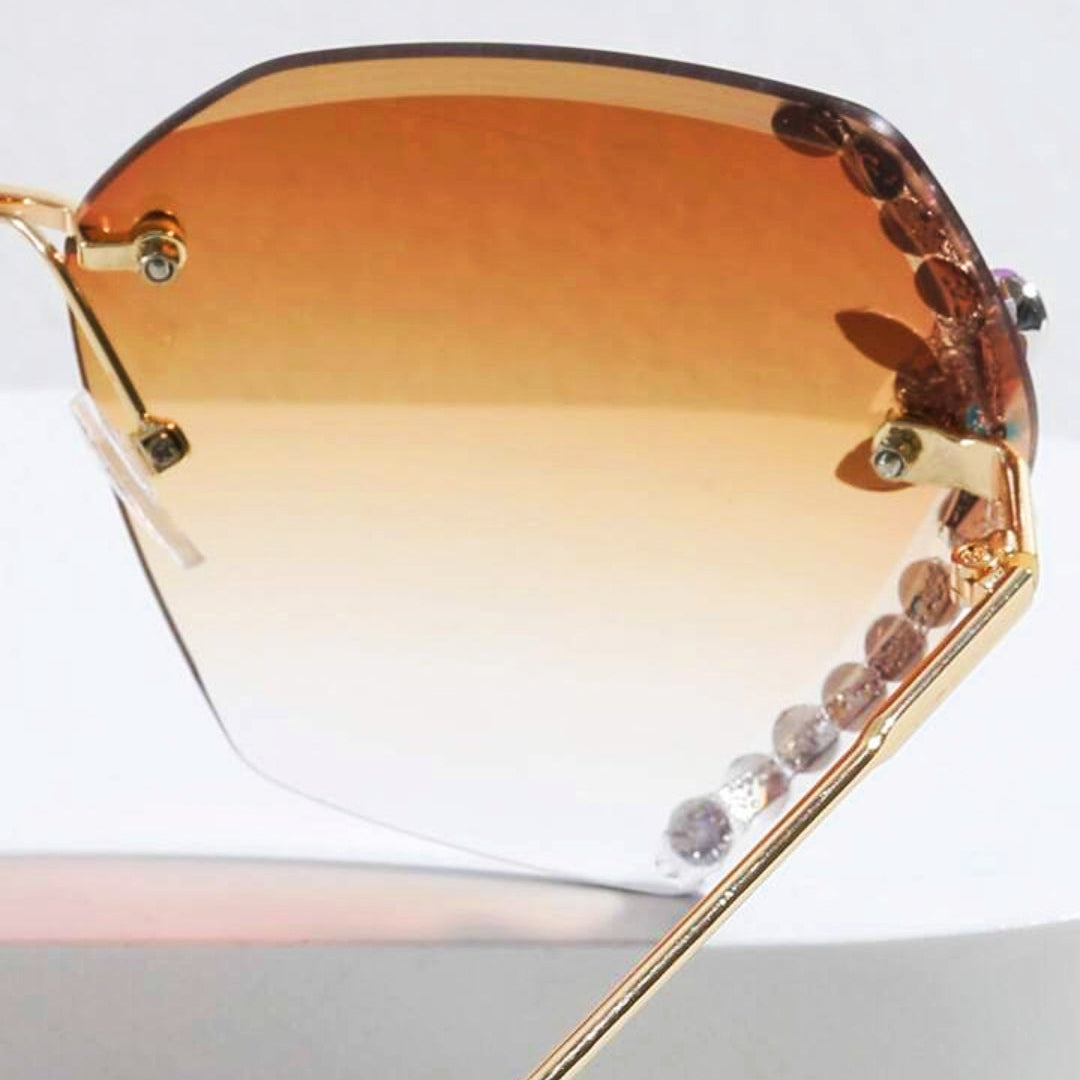 Rimless Cateye Crystal Sunglasses