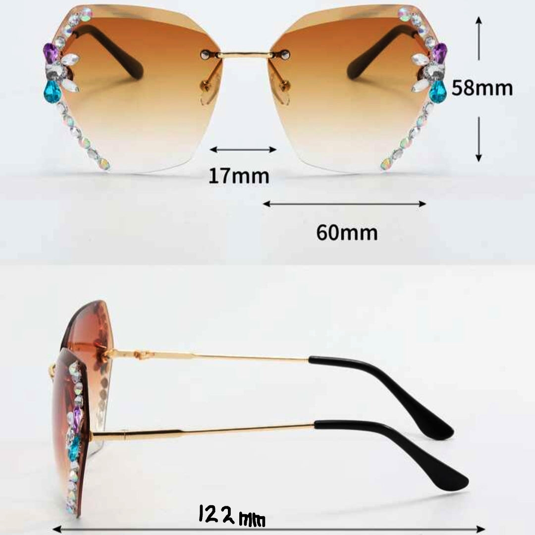 Rimless Cateye Crystal Sunglasses