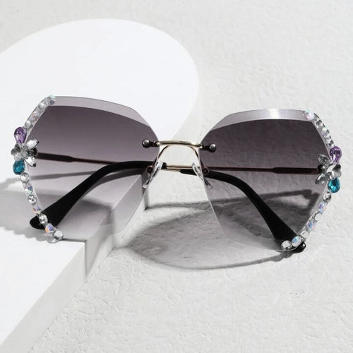 Rimless Cateye Crystal Sunglasses