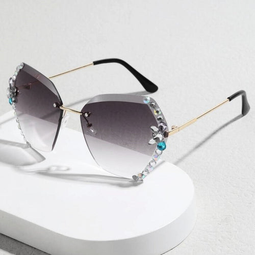 Rimless Cateye Crystal Sunglasses