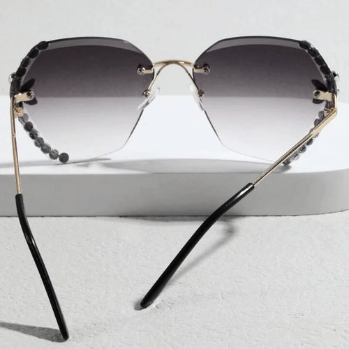 Rimless Cateye Crystal Sunglasses