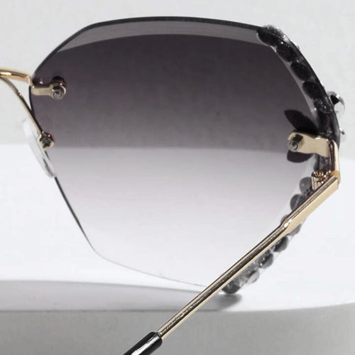 Rimless Cateye Crystal Sunglasses