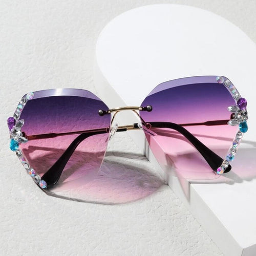 Rimless Cateye Crystal Sunglasses