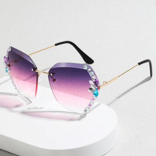 Rimless Cateye Crystal Sunglasses