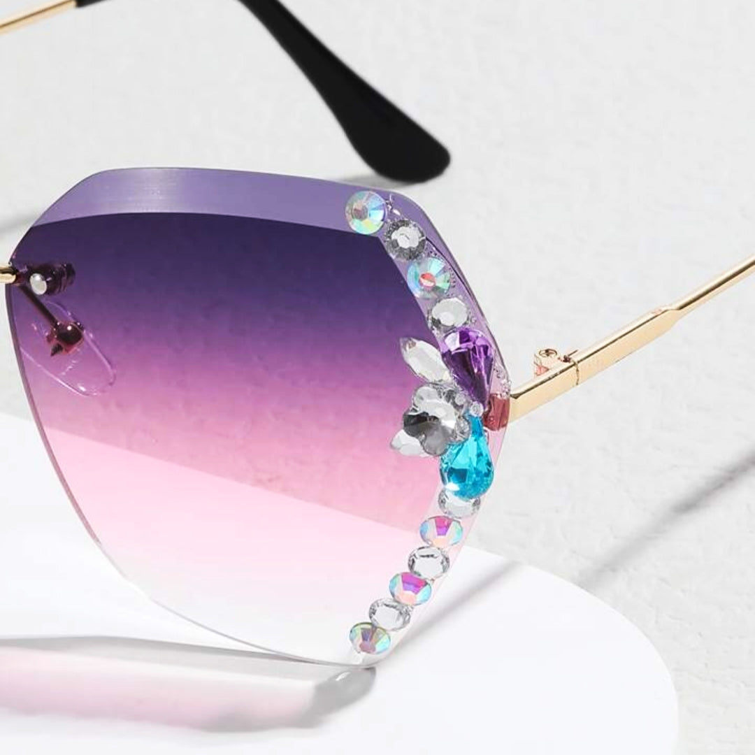 Rimless Cateye Crystal Sunglasses