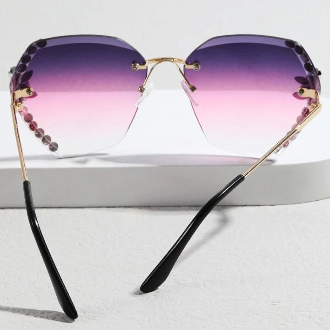 Rimless Cateye Crystal Sunglasses