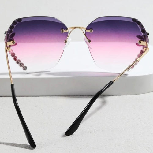 Rimless Cateye Crystal Sunglasses