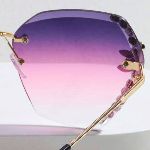 Rimless Cateye Crystal Sunglasses