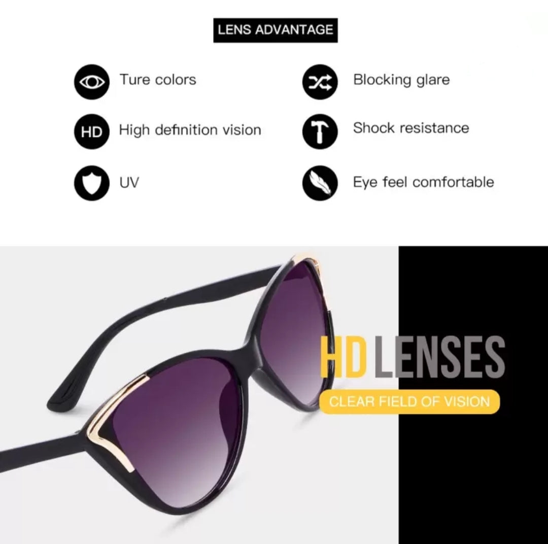 Gold Cateye Black Sunglasses