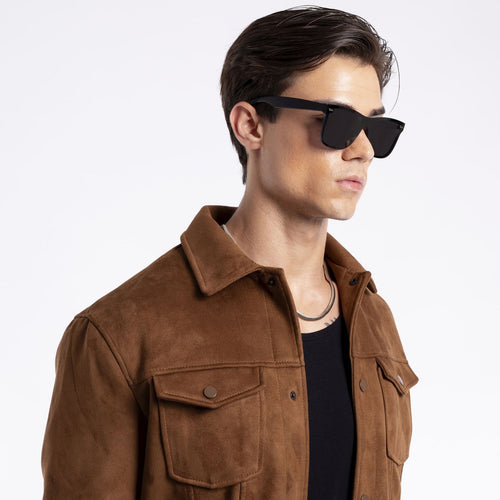 Rimless Wayfarer Black Sunglasses