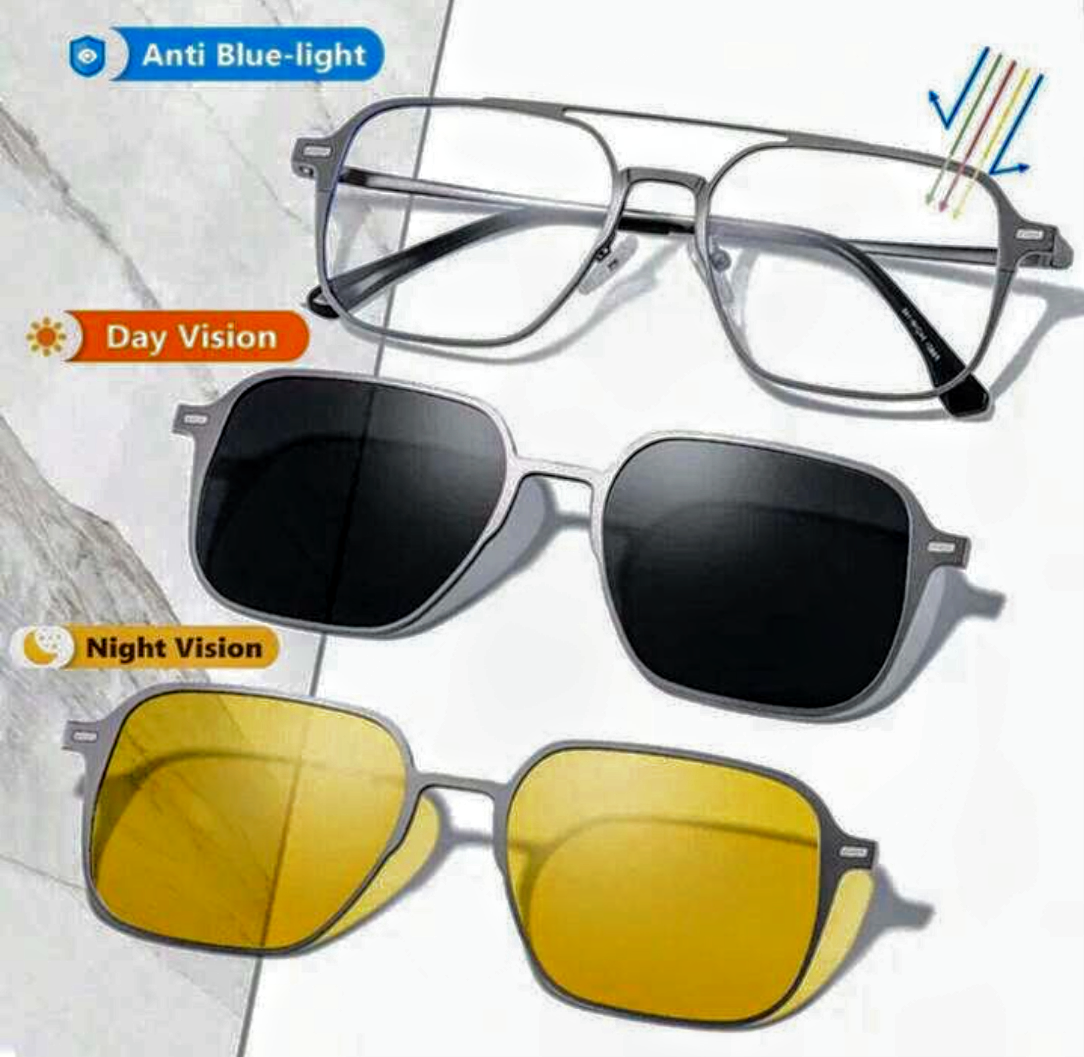 Aviators with Yellow & Black Clip-Ons