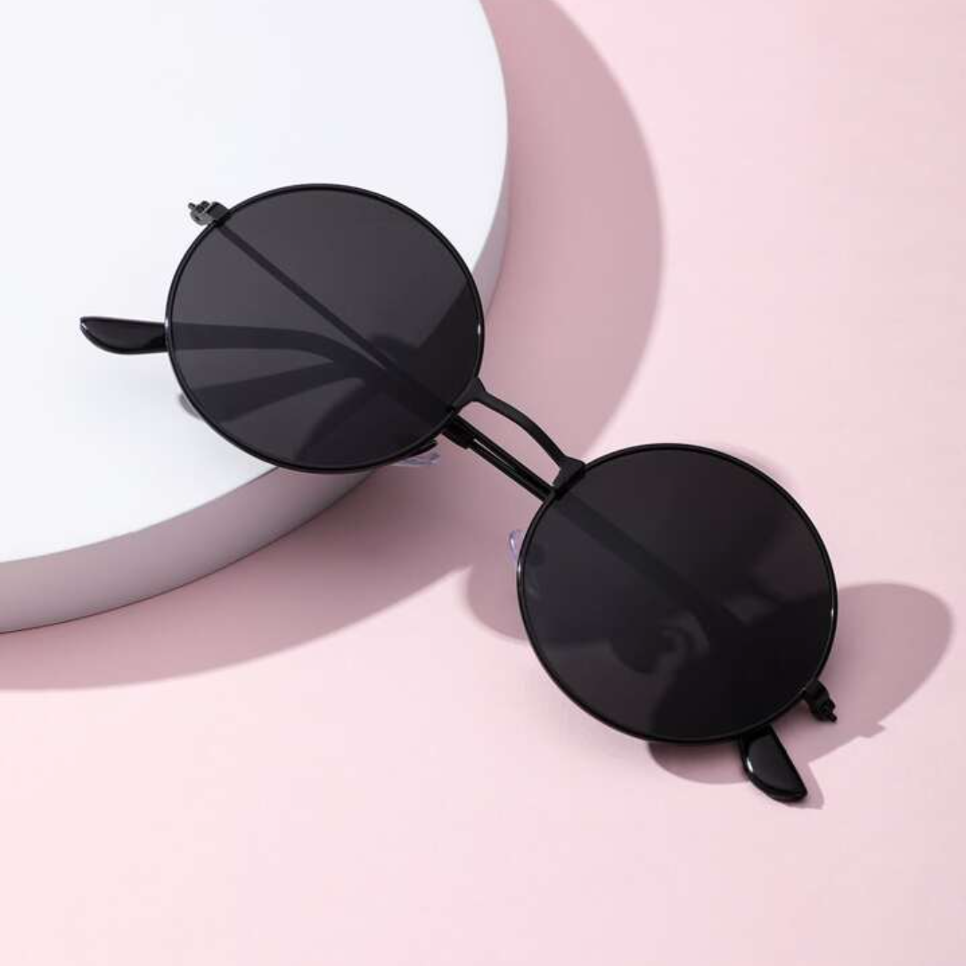 Gandhi Round Black Sunglasses