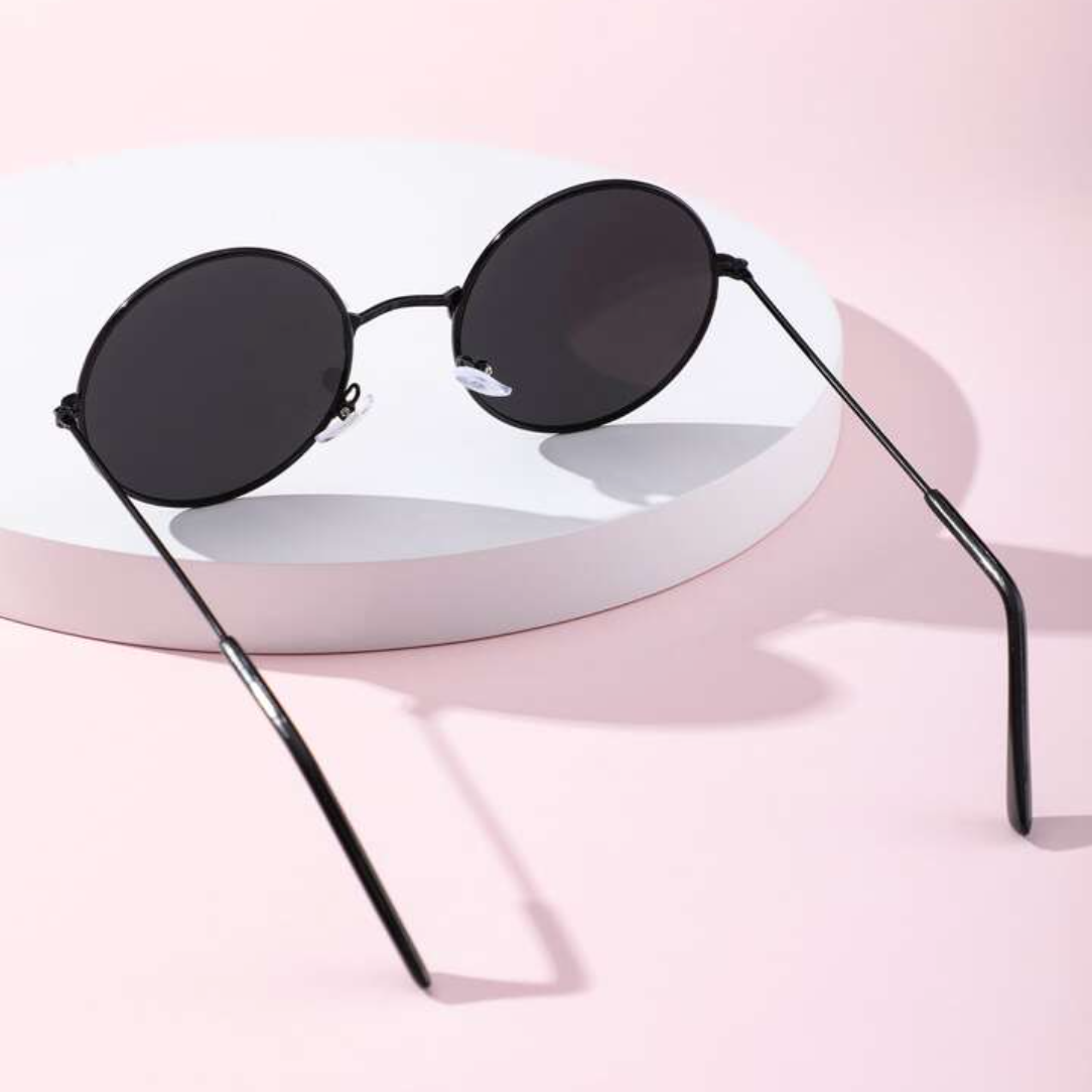 Gandhi Round Black Sunglasses